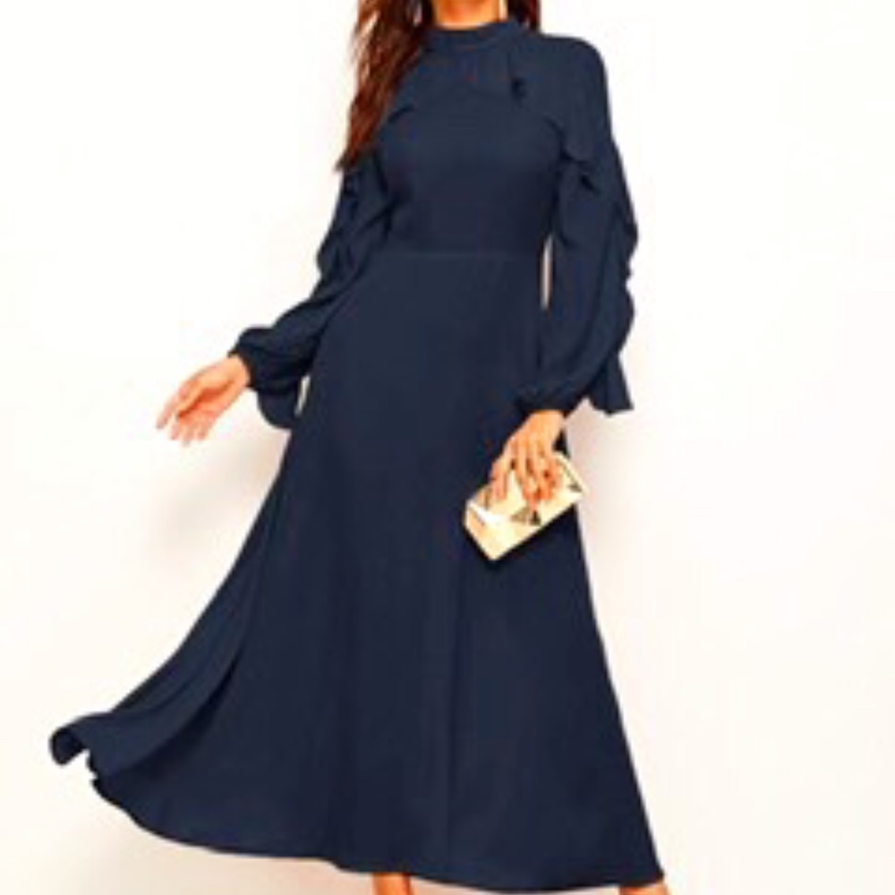 💝HPShein Flounce Fit &Flare Lantern Sleeve dress small